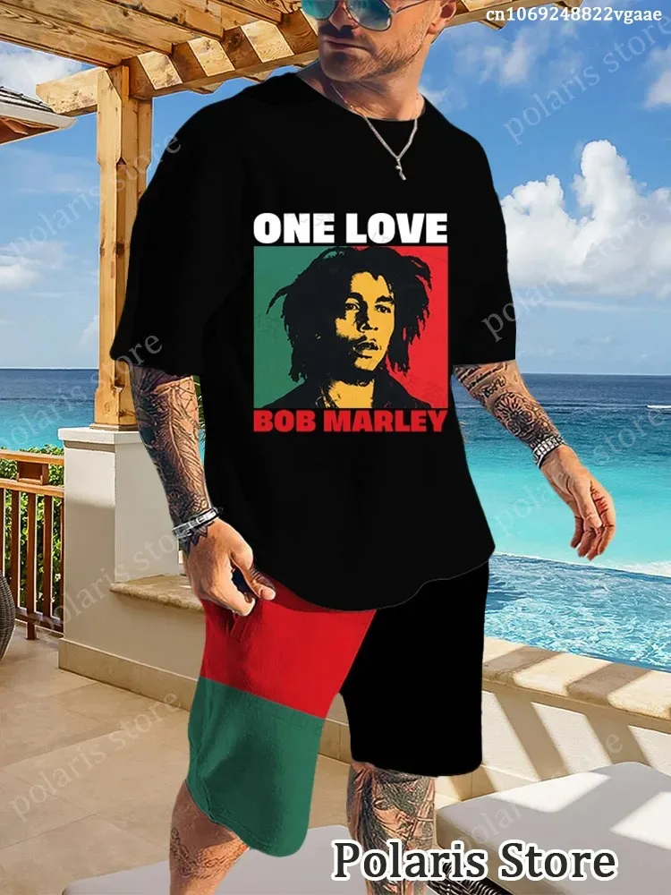 Summer Bob Marley Tracksuit Jamaican Rapper Reggae Music One Love T Shirt HIP Hop Men Women Kids Clothes Rock Band Streetwear