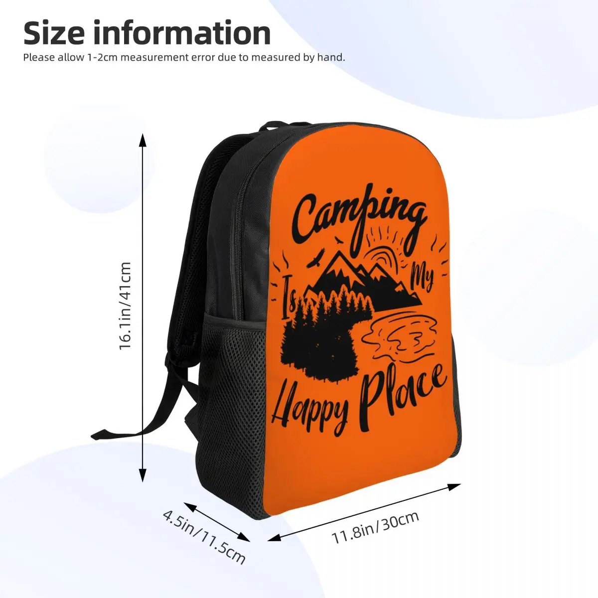 Camping Happy Place Rugzak Voor Mannen Vrouwen School College Studenten Boekentas Past 15 Inch Laptop Wandelen Bergtassen