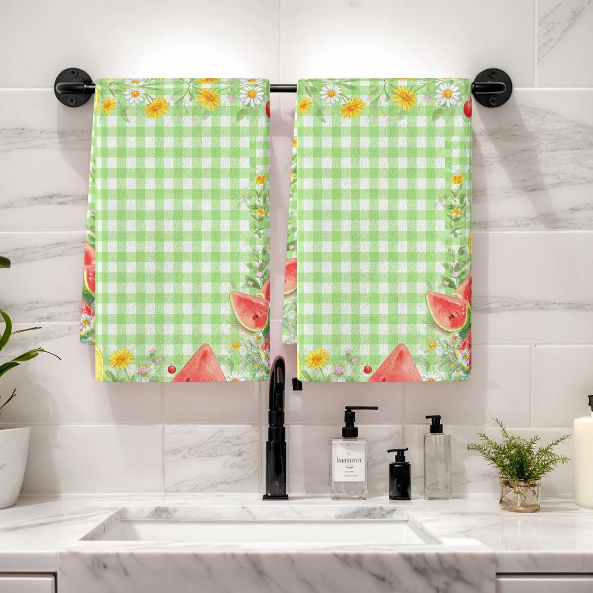 Fruit Pattern Polyester Dish Towel, Kitchen Towel, Dish Cloth - Decorative & Practical Linen For Daily Kitchen Use