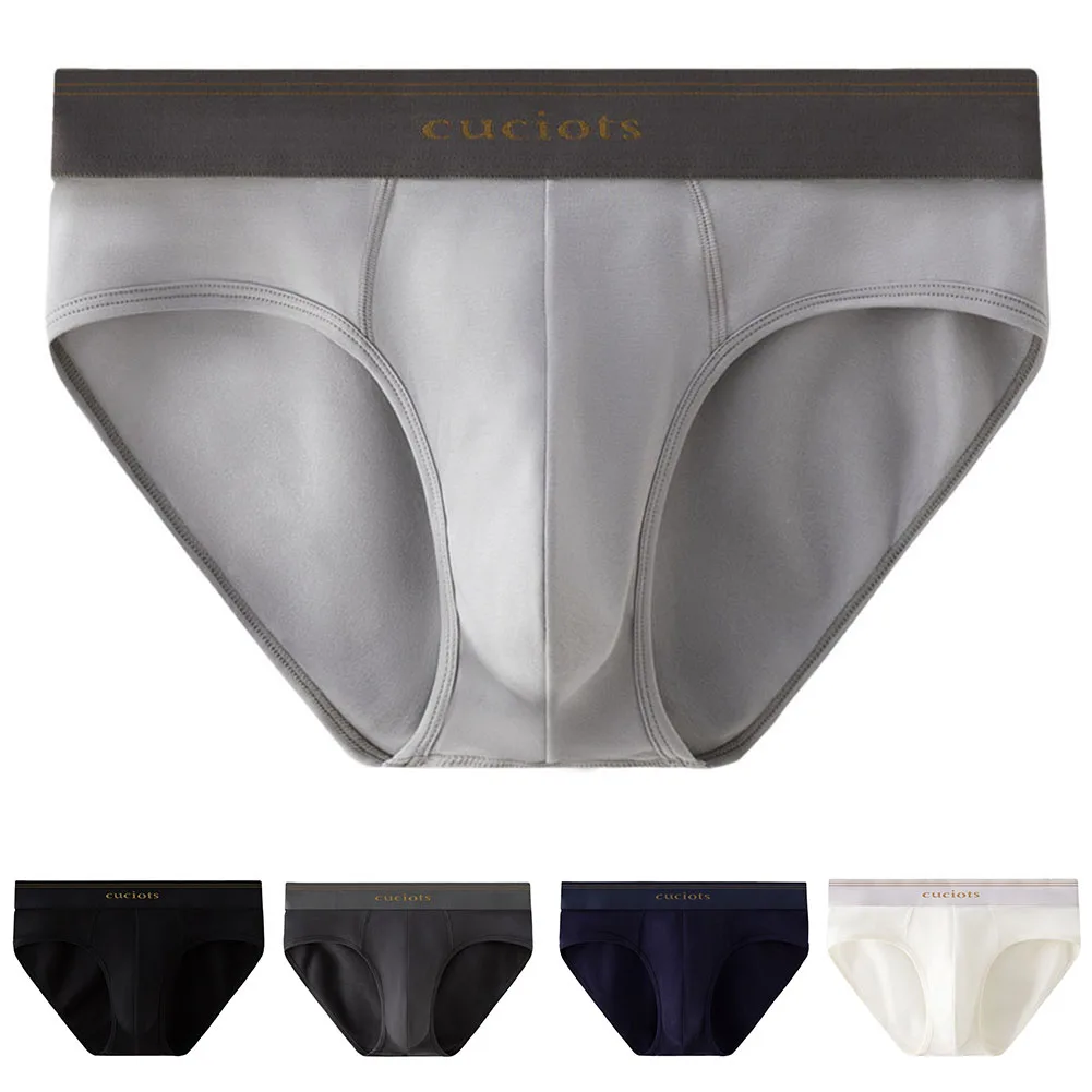 Men's Cotton Modal Briefs with U-Convex Pouch - Breathable Sports Underwear for Sweat Absorption - White/Black/Grey