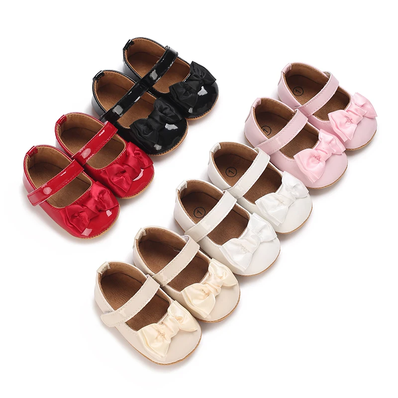 

Infant Girls Shoes PU Anti-slip Bowknot Classic Princess Dress 3-colors 0-18M Fashion Shoes Toddler First Walker Crib Shoes