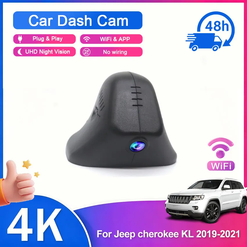 Dedicated Dash Cam 4K For Jeep cherokee KL 2019-2021 (Model A) WiFi & APP Night Vision Plug and Play Recorder
