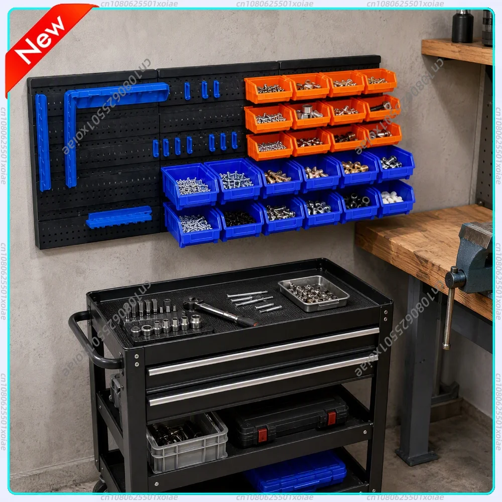 Pegboard Wall Mount Storage System 41-Piece Bin Kit for Garage Workshop Parts Organizer Screws Bolts Hardware