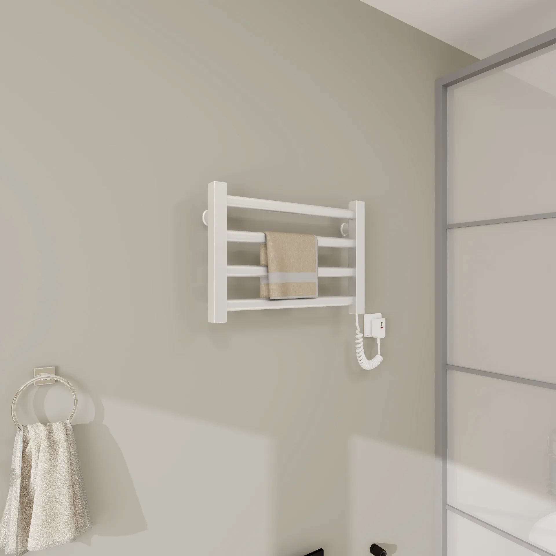 80W Electric Heated Towel Rack Smart Aluminum Alloy Bathroom Warmer 45cm 55° Constant Temperature Waterproof for Home/hotel