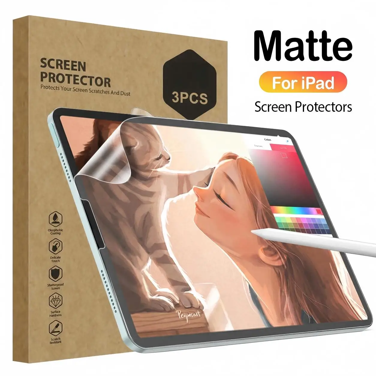Protecteur d'écran mat similaire au papier, 3 pièces, pour iPad 11 Air 11 Pro 11 2025/2024 10e, 9e, 8e, 7e génération, film d'écriture anti-éblouissement