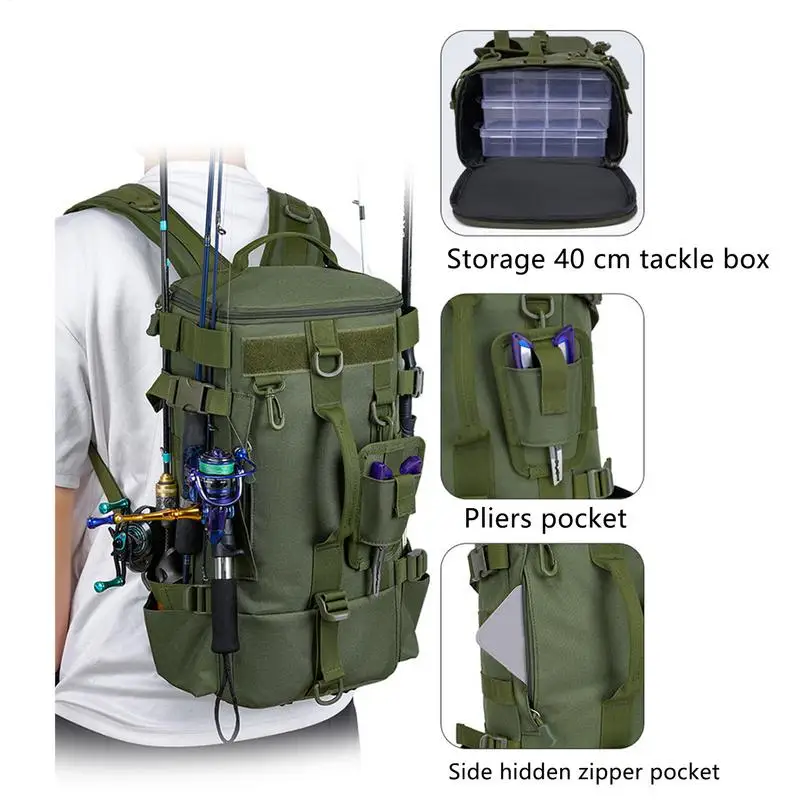 Angeln Rucksack Tackle Rucksack Mit Rutenhalter Wasserdicht Survival Pack Köder Lagerung Wandern Daypack Für Camping Wochenenden Kajak