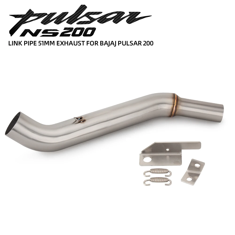 Para sistemas de escape NS200 NS 200 Bajaj Pulsar NS200 para tubo de conexión de motocicleta tubo inoxidable sin cordones sección media 51MM