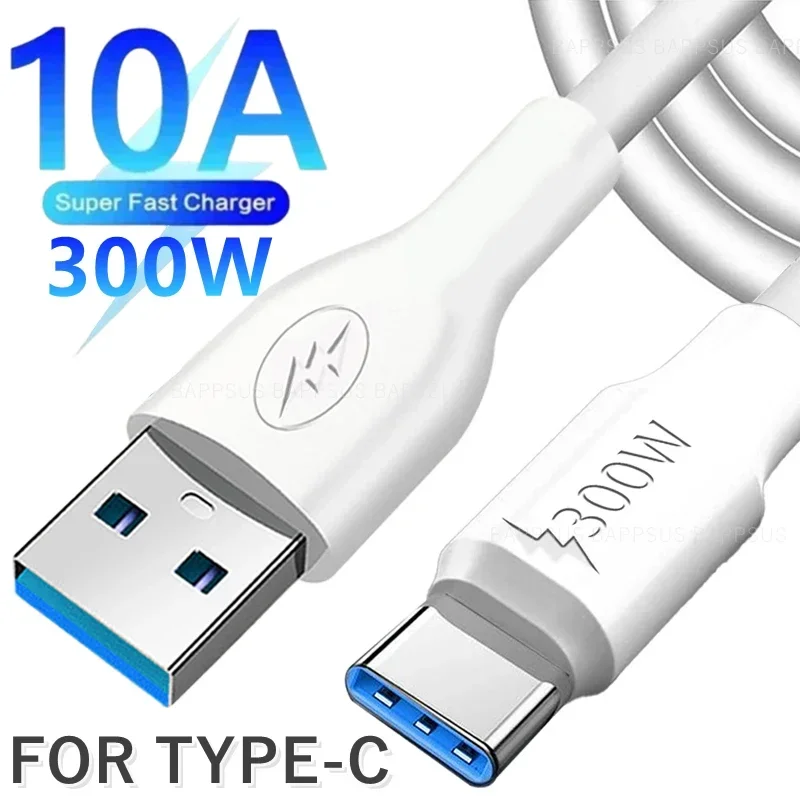 300W Fast Charging USB Type C Data Cable Line For Xiaomi Samsung Huawei OPPO Mobile Phone Type-C Charge Cord Android Universal