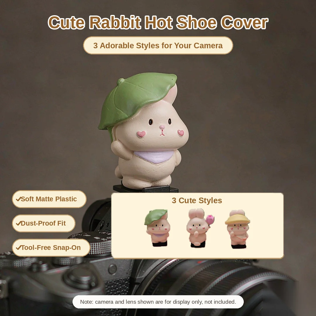 Cute Rabbit Hot Shoe Cover, Creative Camera Shoe Cap, Dustproof Protection Gift