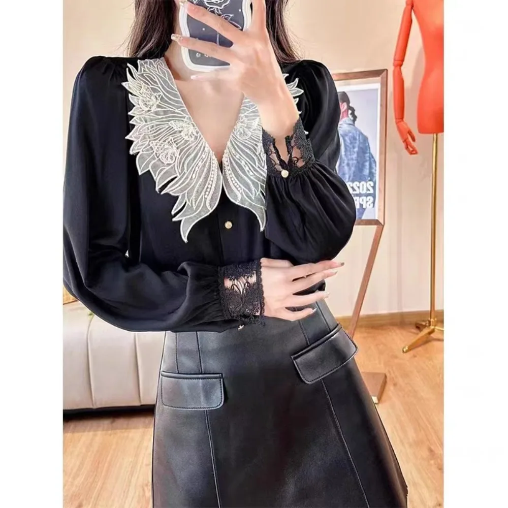 Organza Embroidery Women's Lace Collar Clothing Accessories Lace Up Shawl Cloak Fake False Collars Double Layer