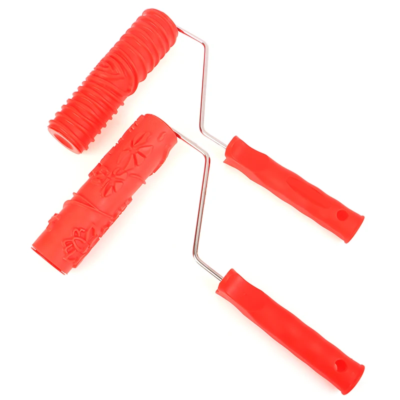 

29*17.5*4.5cm Red Decorative Paint Roller Rubber Imitation Wood Grain Pattern Embossed Texture Painting Tools