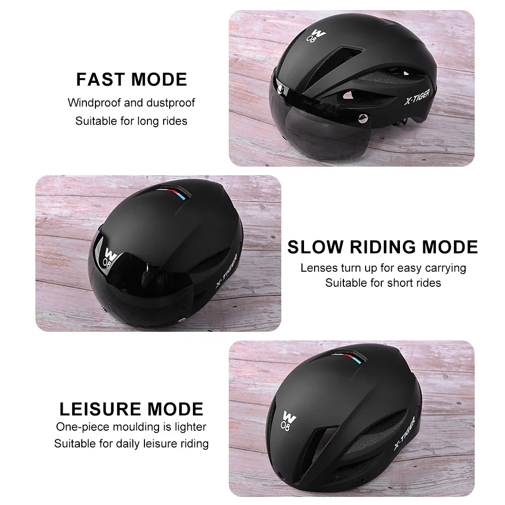 X-TIGER Capacete de ciclismo Capacete de mountain bike integrado com óculos à prova de vento Ciclismo Esportes Capacete de proteção Capacete de segurança