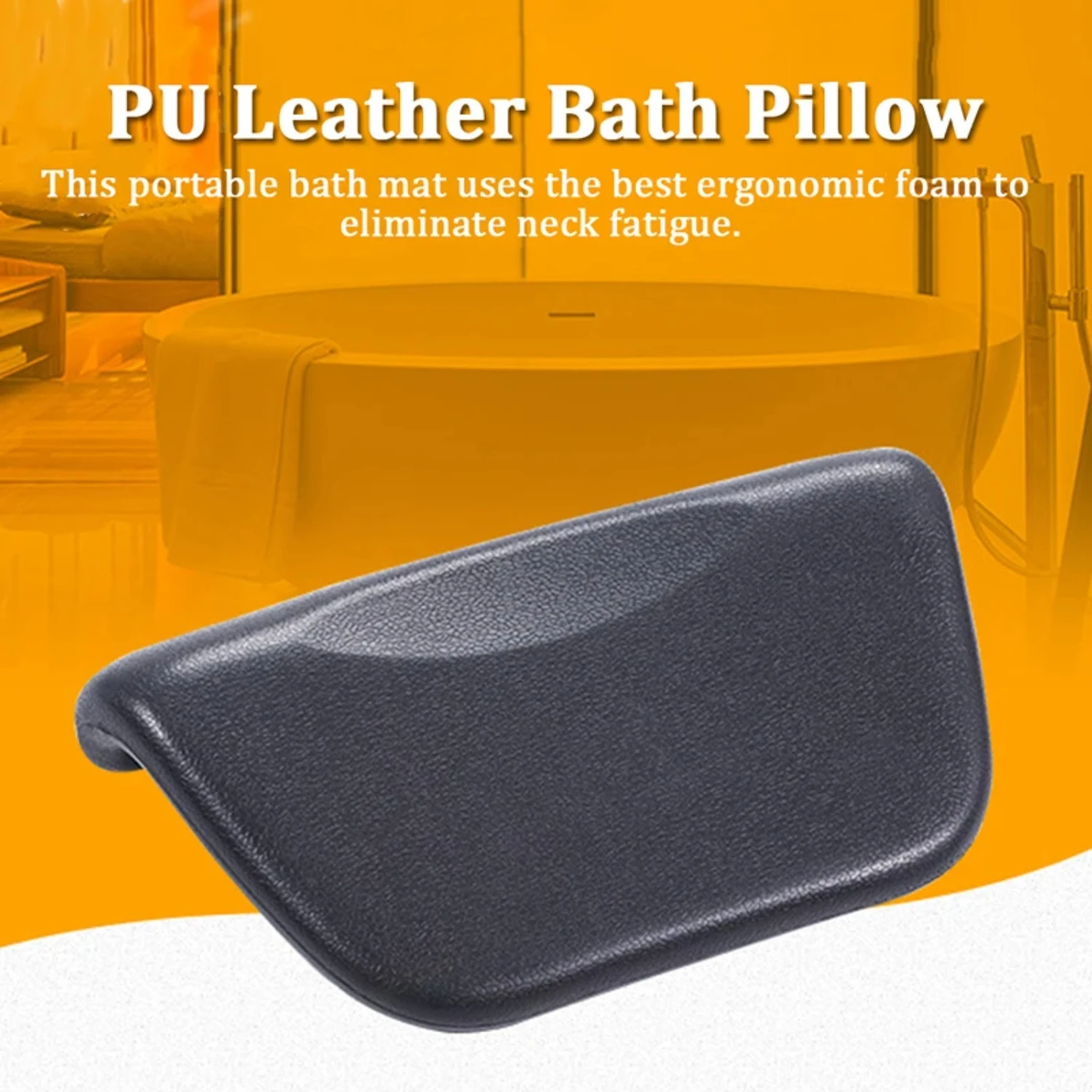 Hot Spa Bath Pillow, PU Bath Cushion With Non-Slip Suction Cups, Ergonomic Home Spa Headrest For Relaxing Head, Neck, Back An