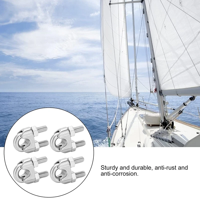 4Pcs Wire Rope Clamp U Bolt Saddle Fastener M14 Heavy Duty Wire Rope Clamp For Rigging Rope Industry Household Tensioner