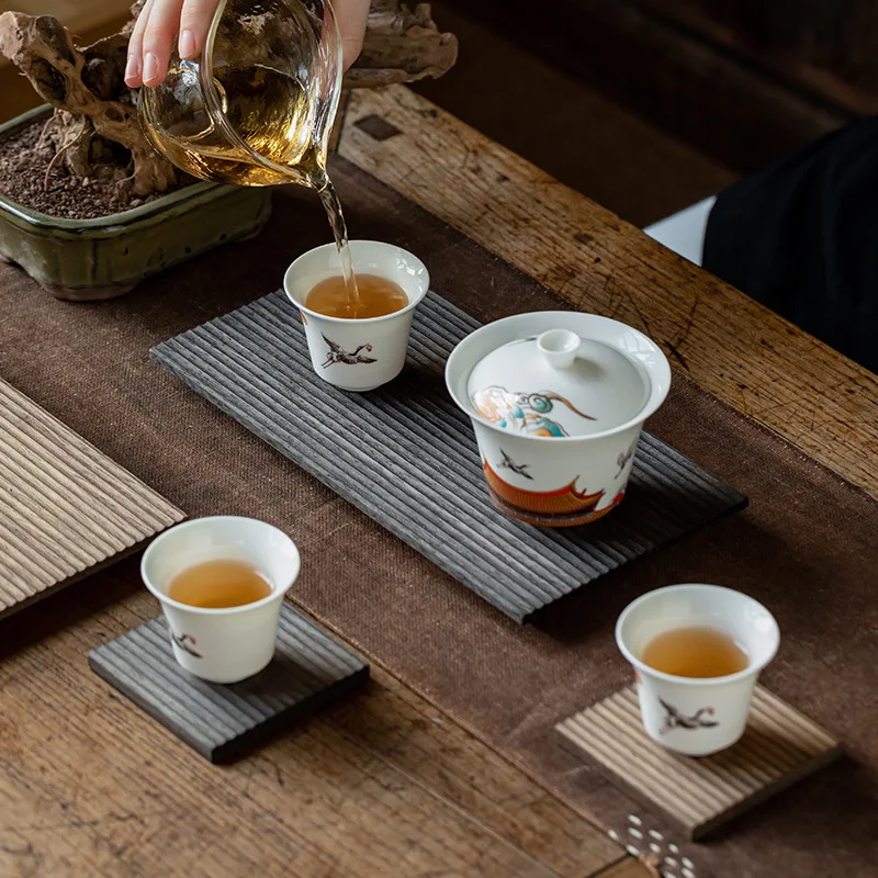 Cup Coaster Wooden Tea Ceremony Heat-Insulating Mat Teapot Pad Minimalist Dry-Brewing Small Tea Tray Solid Log Square Mat