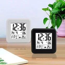 Portable Mini Digital Alarm Clock Temperature Date Week Touch Backlight Snooze Table Clock 12/24H Battery Powered LCD Clock