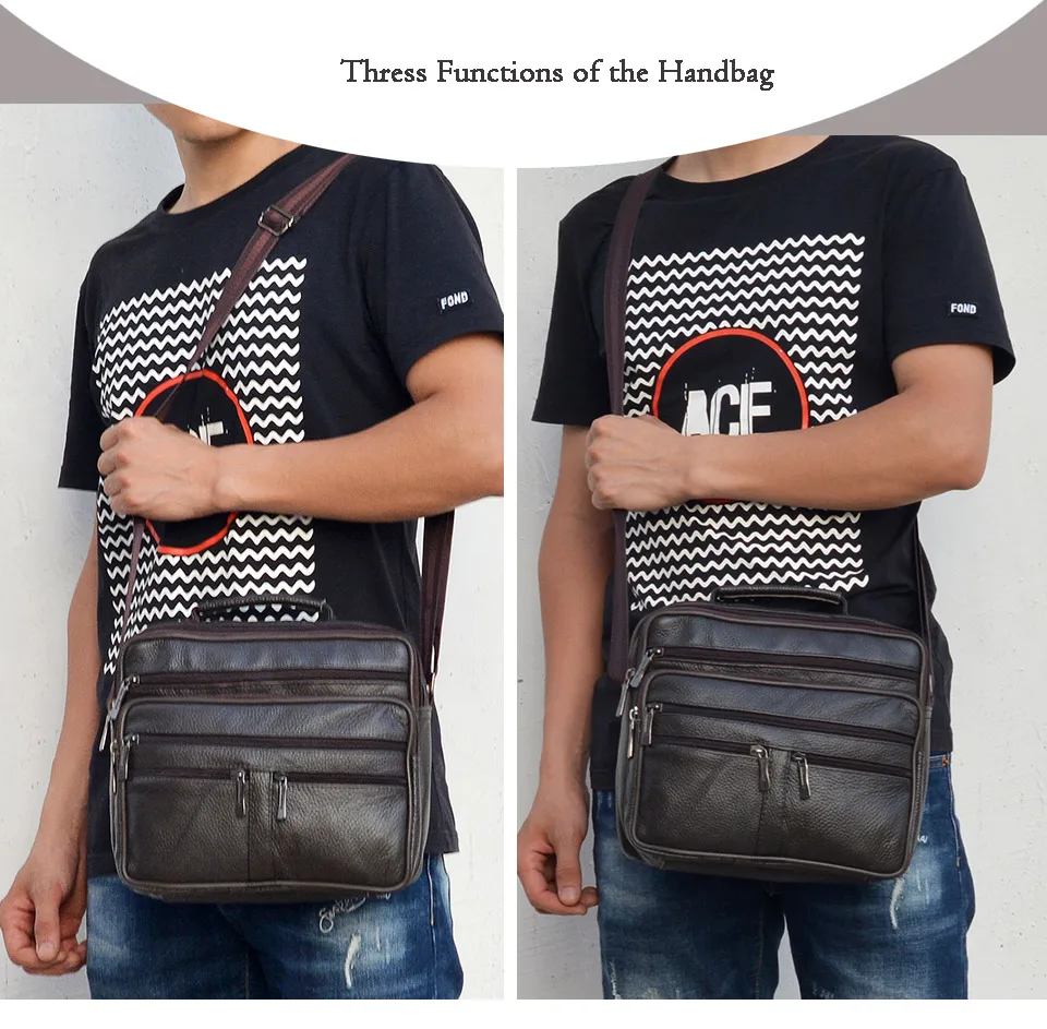 Neuankömmling Männer Umhängetasche Herren Echt leder Umhängetasche Junge Kaffee mittelgroße Handtaschen Tasche natürliche Haut Männer Aktentasche – Detail 22