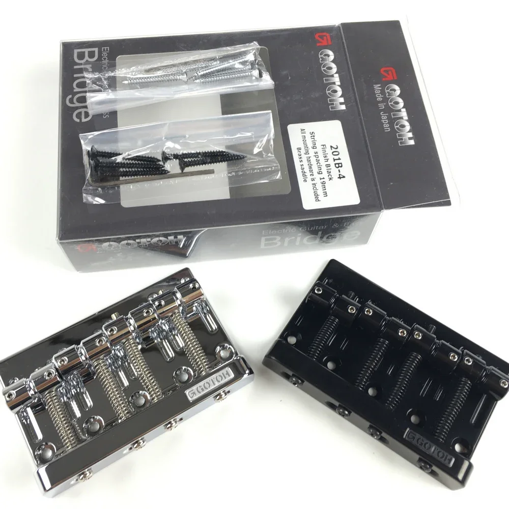 Genuine Original GOTOH 201B-4 4 Strings Electric Bass Bridge Brass Saddle Chrome Black MADE IN JAPAN