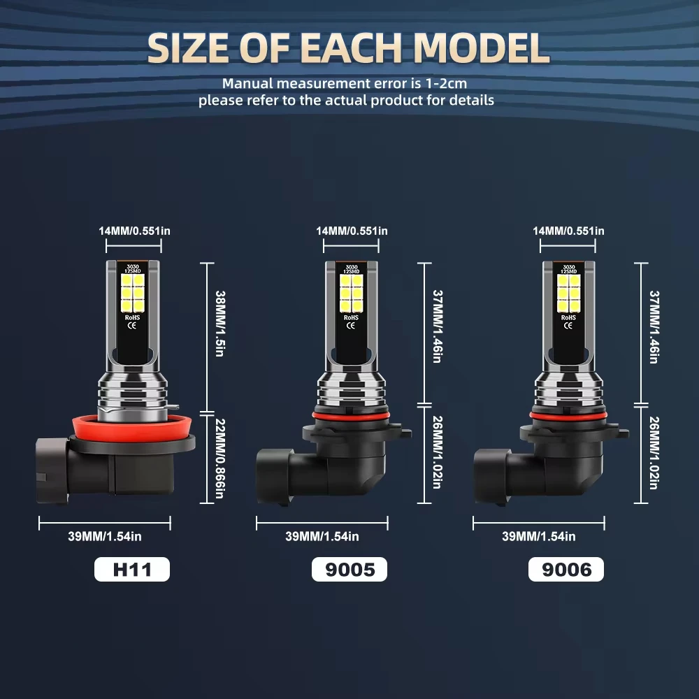 ل بويك لوسيرن 2006-2011 9005 HB3 9006 HB4 LED مصابيح الضباب كومبو 6000K الأبيض ترقية 3570 رقائق CSP لا تصميم مروحة