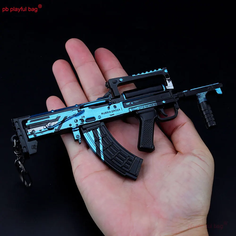 Figuras de armas de Metal para niños y adultos, periféricos de juego, GROZA, Rifle, Mini arma de juguete, modelo, llavero, juguetes, decoración CS, ZG309