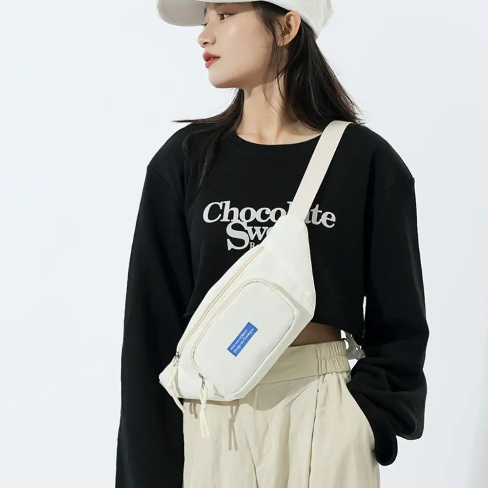 Marsupi semplici Borsa a tracolla in tinta unita Borsa a tracolla Borsa a mezzaluna Borsa a banana Marsupio da corsa in stile coreano di grande capacità da uomo