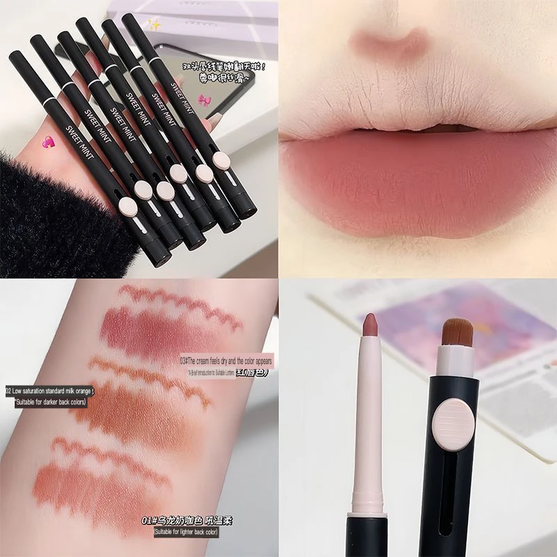 SWEET MINT Artist Lipliner Contorno a forma di labbro Penna colorata duratura con pennello Rossetto per principianti opaco