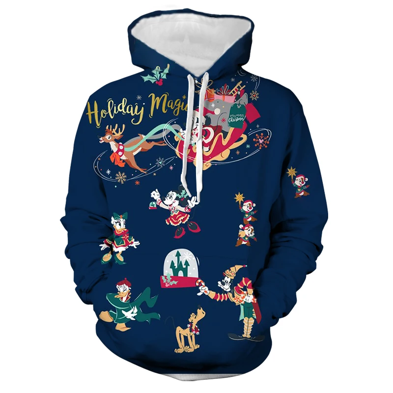 

2024 Men's Casual Comfortable Hooded Sweatshirt Mickey Autumn and Winter Christmas Men's Personalized Fashion Hoodie