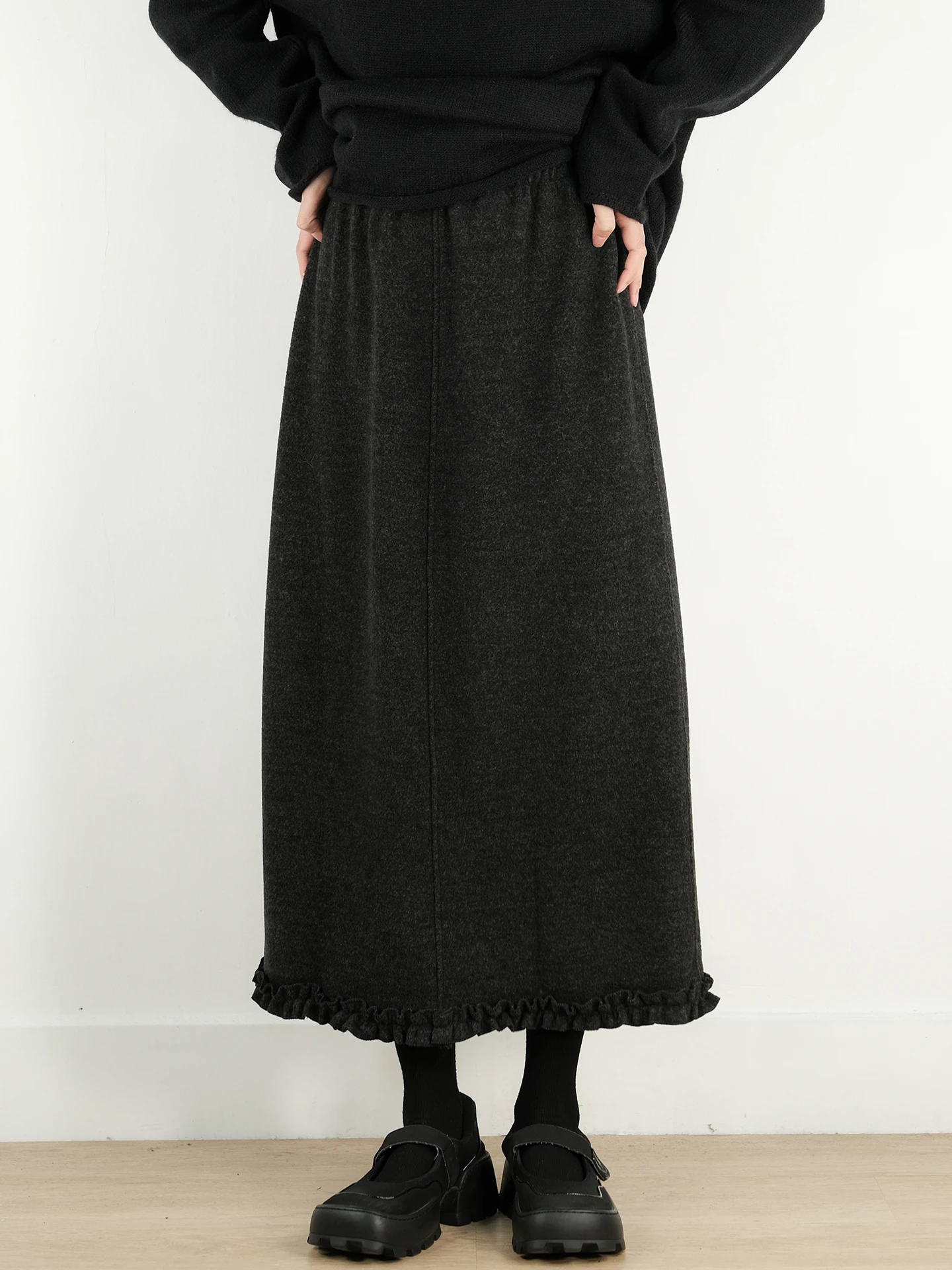 

Новая зимняя женская юбка Lvrn с флисовой подкладкой, универсальная, с высокой талией, А-силуэт, миди, из мягкого хлопка, с удобной эластичной талией