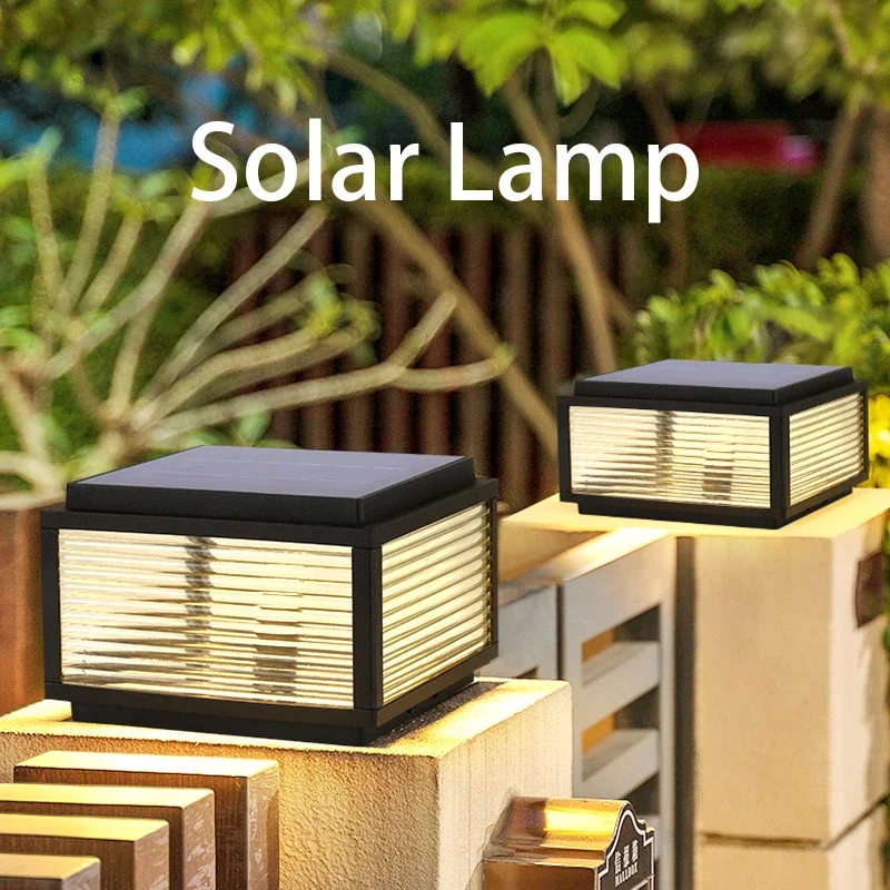 

Solar Powered Courtyard Waterproof Outdoor Column Landscape Light Column Headlight Villa Gate Garden Fence Light Outdoor