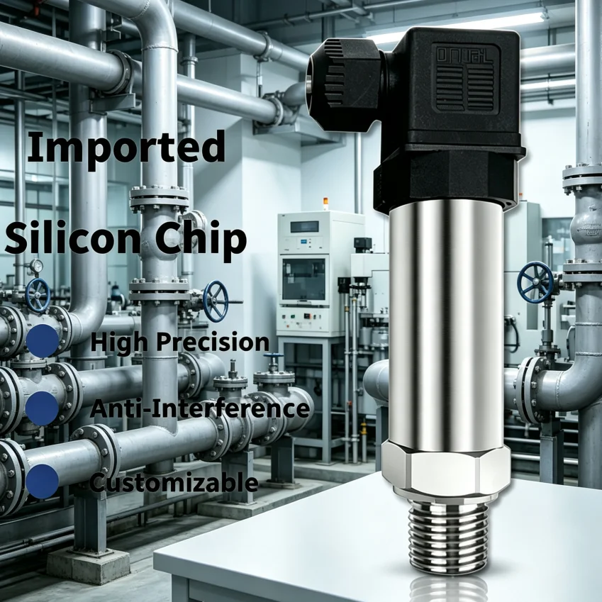 Reliable Industrial Pressure Converter, 304SS, Hermetic Seal, 2ms Response, 0.2%FS optional, for Water/Oil/Air/Steam