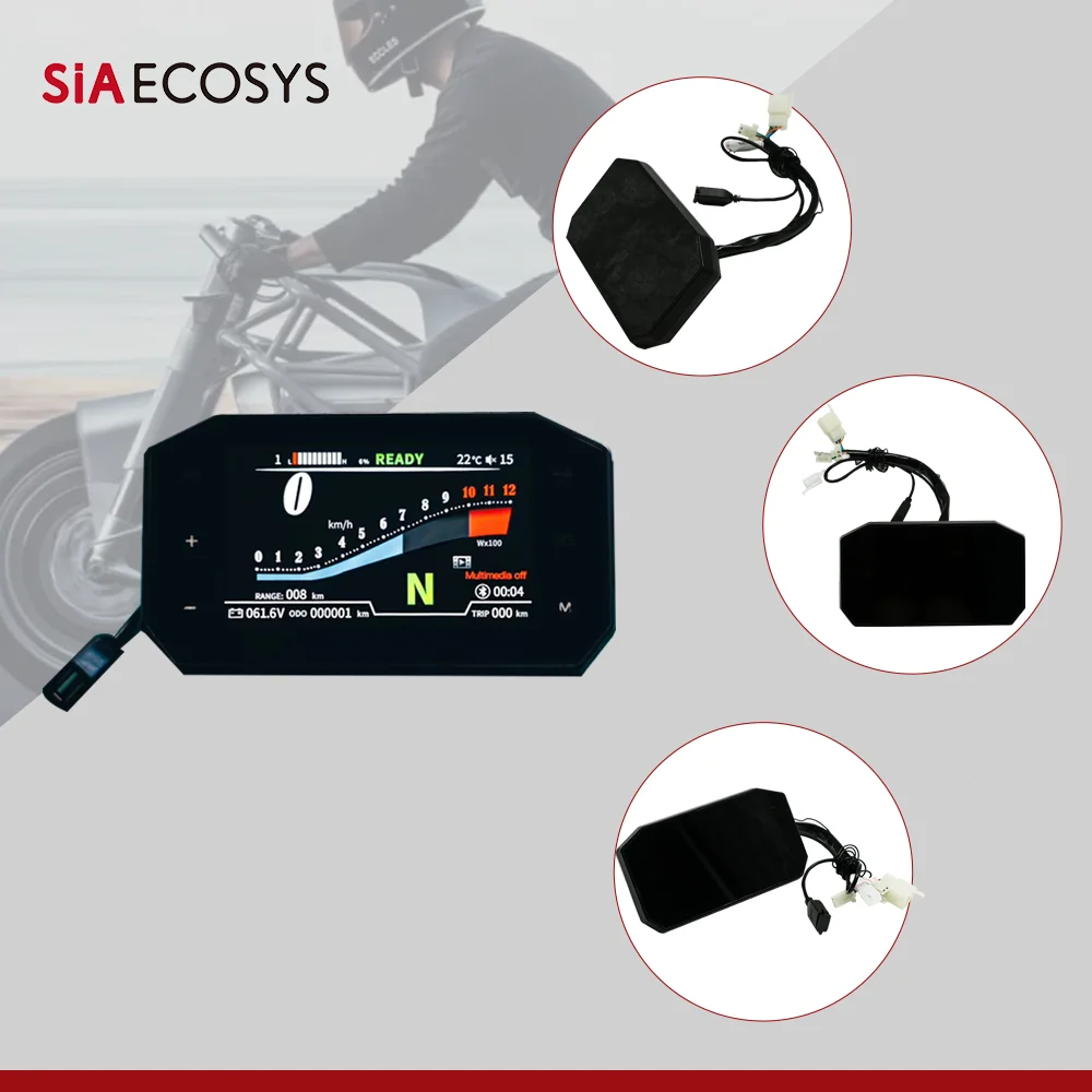 SiAECOSYS 5inch TFT SCJ5066-1 Speedometer CAN and One-Lin Version for Electric Motorcycle Adjustable Universal Digital Display