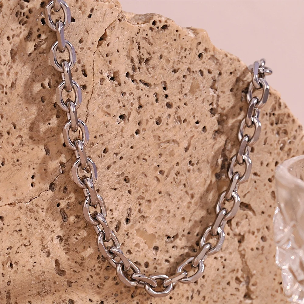 7mm Edelstahl-Kreuzkettenhalskette für Männer, einfache dicke Kettenhalskette für Frauen, modischer Schmuck aus Titanstahl – Detail 4