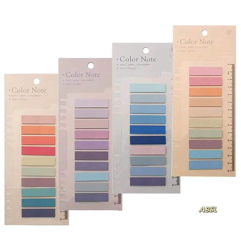 2400 Pcs Sticky Index Tabs, 4 Sheets Morandi Strip Index Tabs, Writable Page Sticky Notes With Ruler For Page Marking