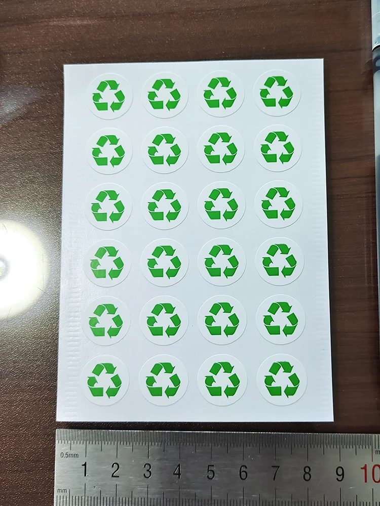 1000pcs Recycle Logo Label Art Paper Sticker for Recyclable Environmental Friendly Products Green Color Round Factory Tag