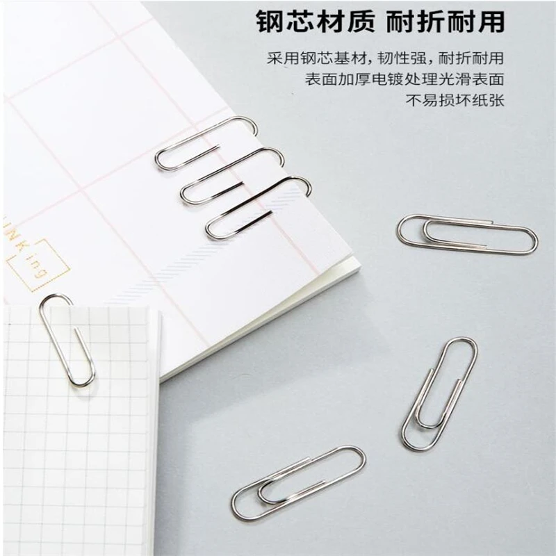 50pcs Clips Folder Bookmark Stationery Metal Type Paper Clip Nickel Plated Fixed Pin Stationery School Office Supplies