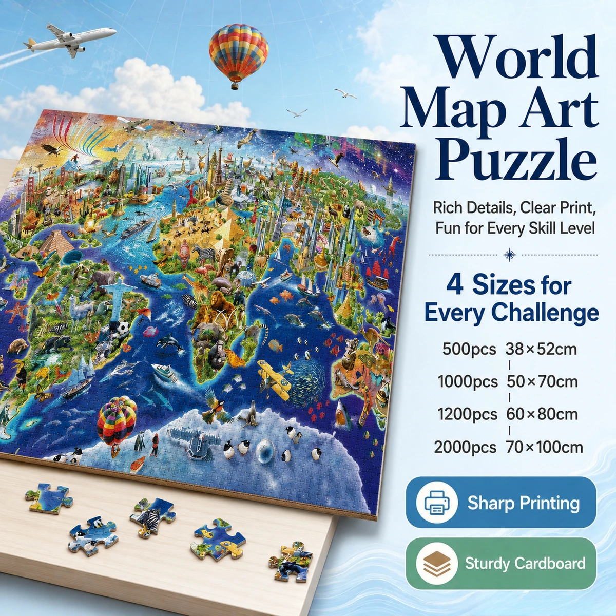 

75*50cm Adult 500/1000 Pieces Jigsaw Puzzle World Landmark Beautiful Landscape Paintings Stress Reducing Toys Christmas Gifts