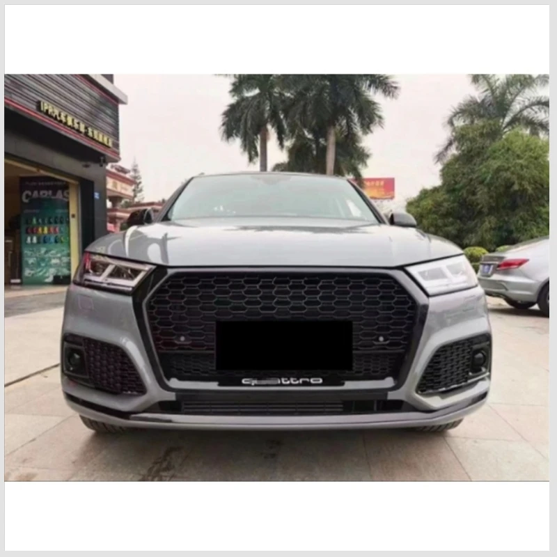 Bumper Grille Front Bumper Grill Center Grille Gloss Black And Fog Light Grille For Audi Q5 2018 - 2019 (Refit For RSQ5 Style)