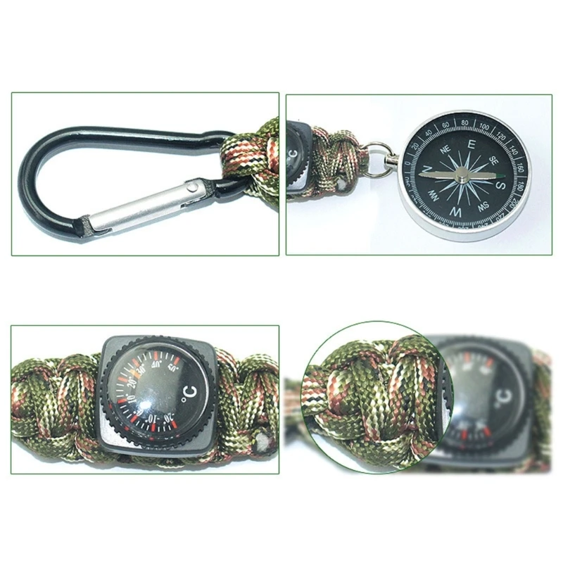 Pocket Hook Compasses Carabiner Thermometer Camping Backpacking Survival