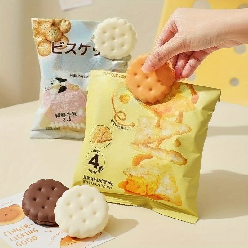 Clips para aperitivos en forma de galleta, color blanco/amarillo, bolsas herméticas de comida a prueba de humedad para nueces, maní, arroz, té, Clips de almacenamiento, 2 uds.