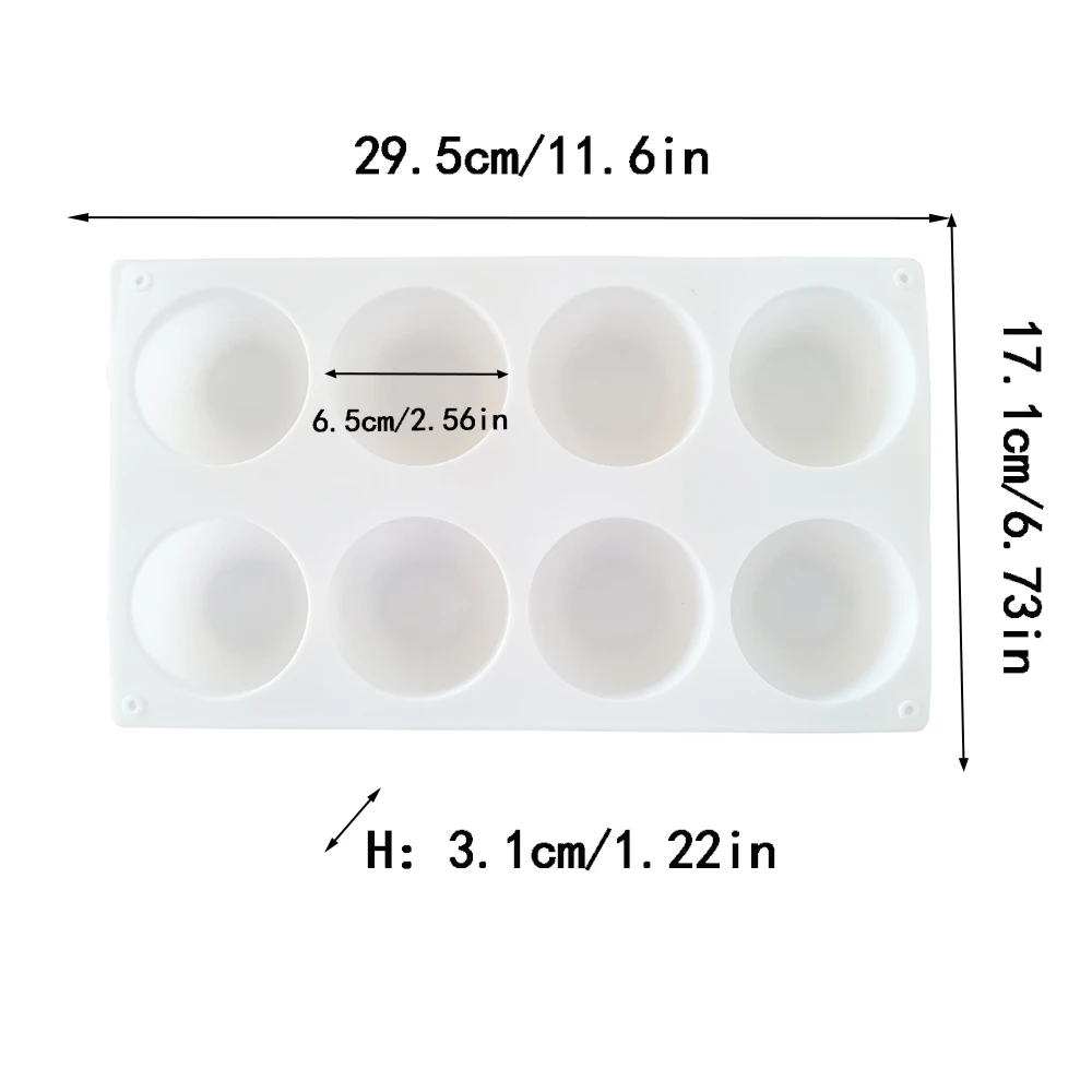8 Cavity Flat Round Silicone Cake Mold for DIY Chocolate Mousse Jelly Pudding Pastry Ice Cream Dessert Bread Bakeware Pan Tools