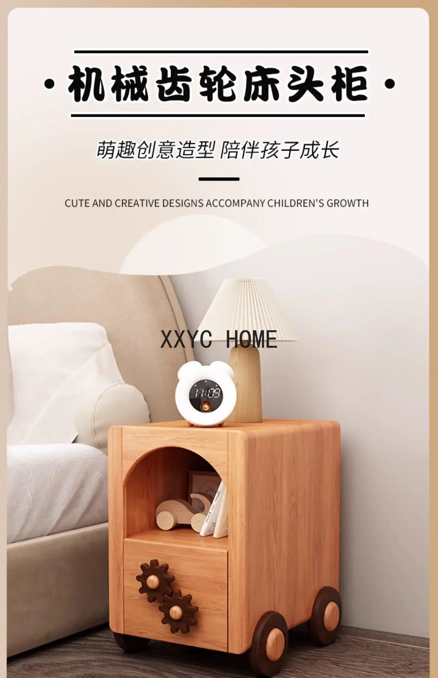 Lemari Samping Tempat Tidur Kayu Solid Lemari Penyimpanan Kepala Tempat Tidur Nordic Sederhana Lemari Penyimpanan Samping Tempat Tidur Kayu Ek Merah