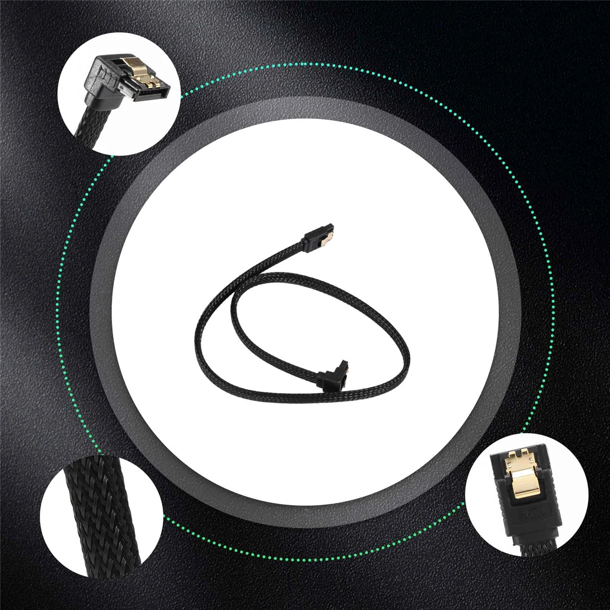 ナイロンスリーブ付きハードディスクデータケーブル,sata 3.0,iii,7ピン,6 gbps,ssd,7直角,50cm