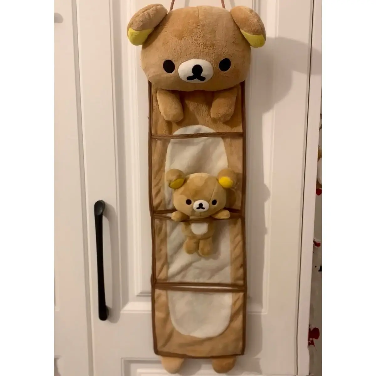 Kawaii Rilakkumas Wall Hanging Storage Bag Cartoon Rilakkumas Bear Brother Door Hanging Bag Large Capacity Sundries Storage Bag