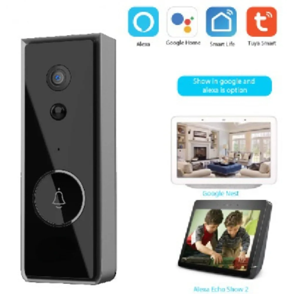 Tuya Smart Life Intelligent Visual Doorbell Night Vision with PIR Mobile Phone Remote Control Wifi Monitor Door Bell with Camera