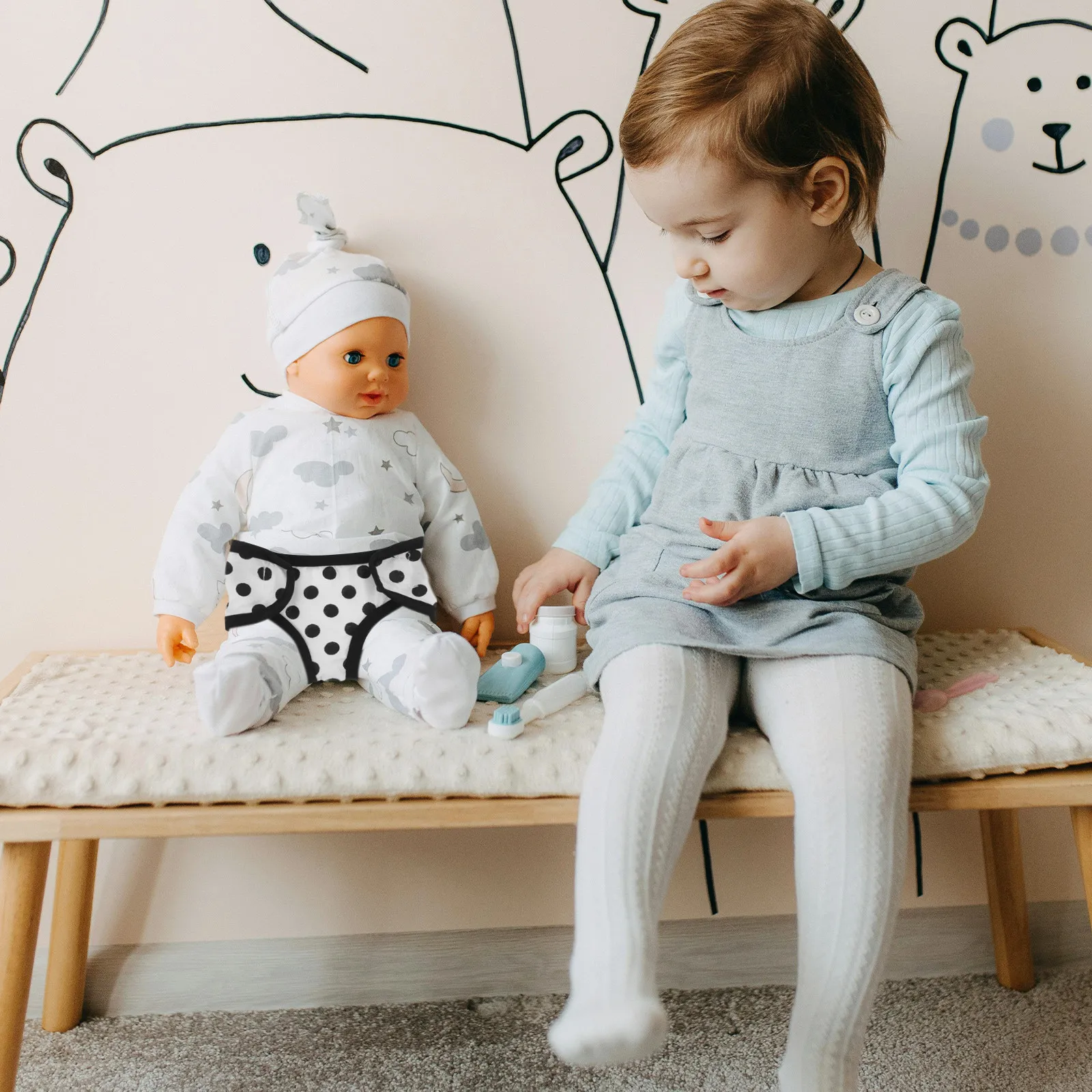 Polka Dot Underpants Mini Underwear Pretend Play Accessories Reusable Baby Clothes Replacement Underpants Toy Panties