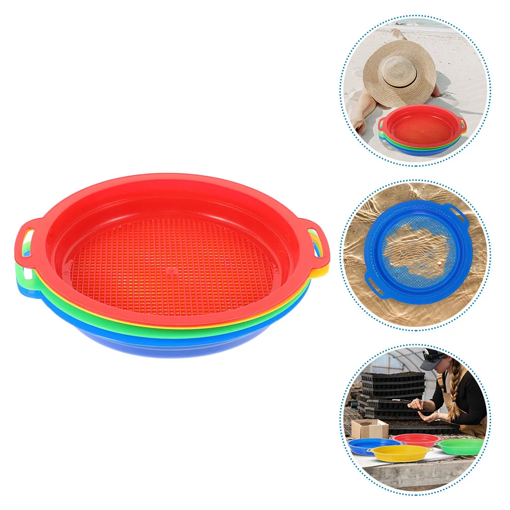 4pcs Sand Sifter Sieves For Kids Beach Sand Toys Plastic Sand Sifting Pan Sand Strainer For Gardening Digging Finding Treasure S