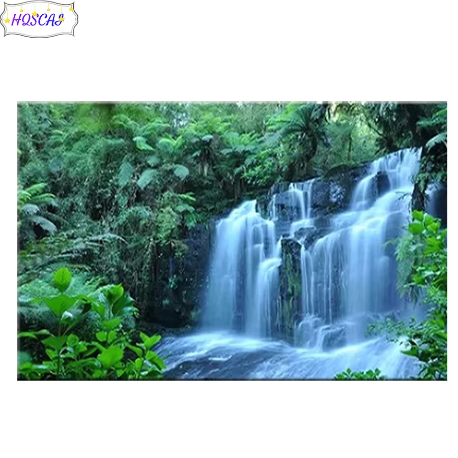 

5D diy Алмазная картина Водопад, дерево, пейзаж Вышивка крестиком Полный квадратный/круглый 3d Алмазная вышивка Картинки Мозаика Домашний декор