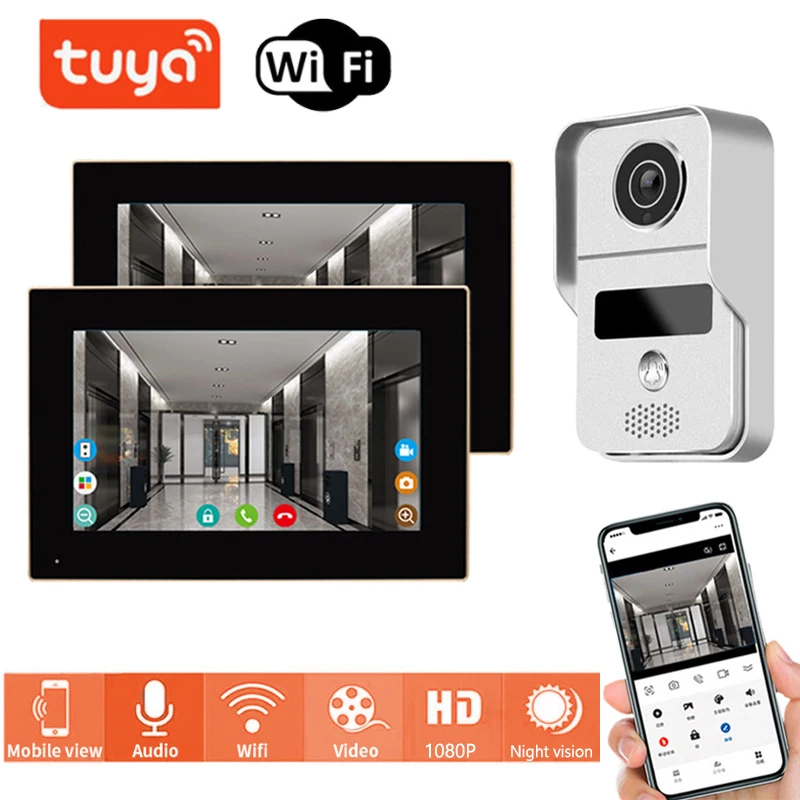 Tuya Wifi Smart Doorbell 7/10 Inch Video Intercom System 1080P Doorphone Camera Photo/Video Rcording Night Vision Doorbell