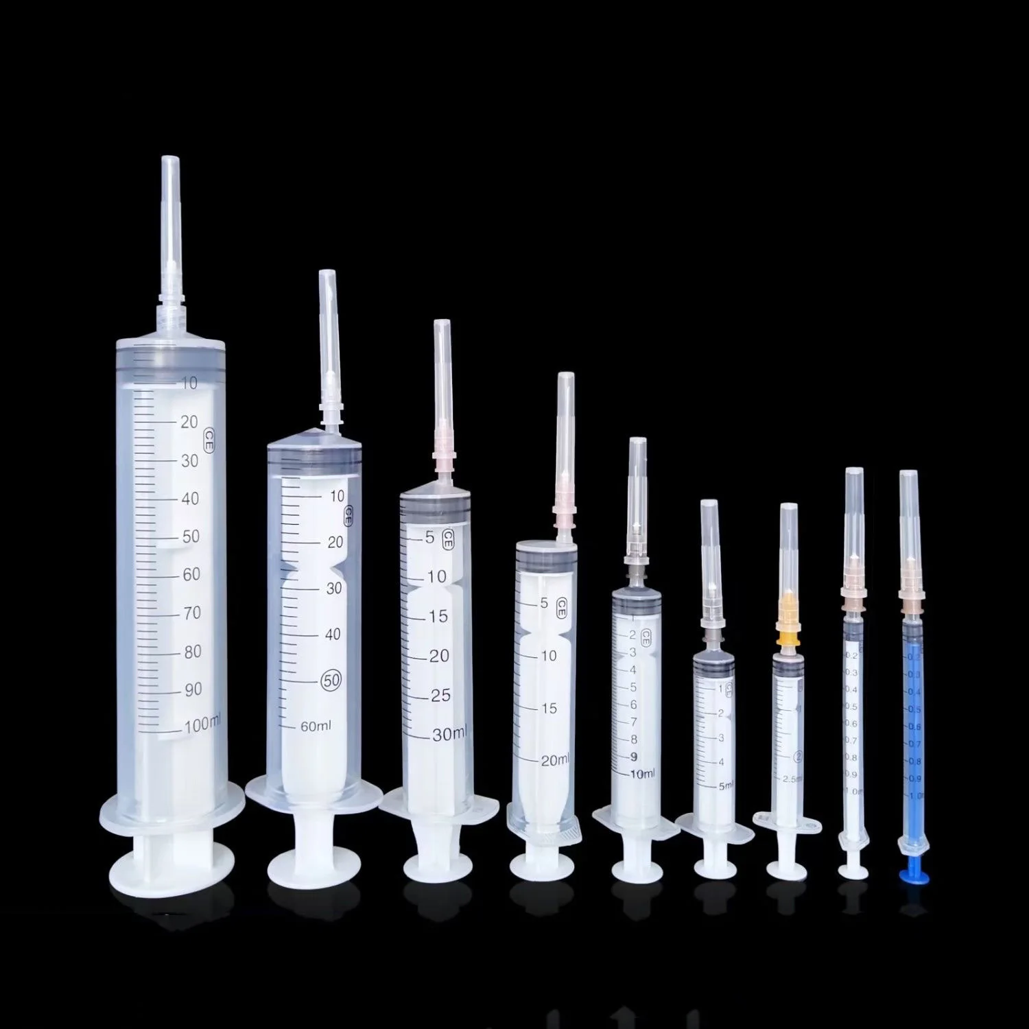 

1ml, 3ml, 5ml, 10ml Luer Lock syringes for measuring solutions in laboratory pets and other applications.Independent packaging