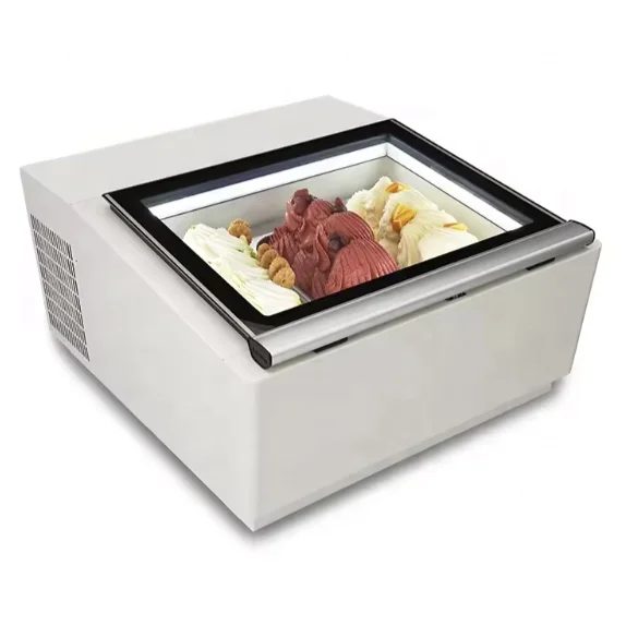 Commercial Countertop Ice Cream Display Case With 3 Pans Gelato Display For Bar Coffee Shop